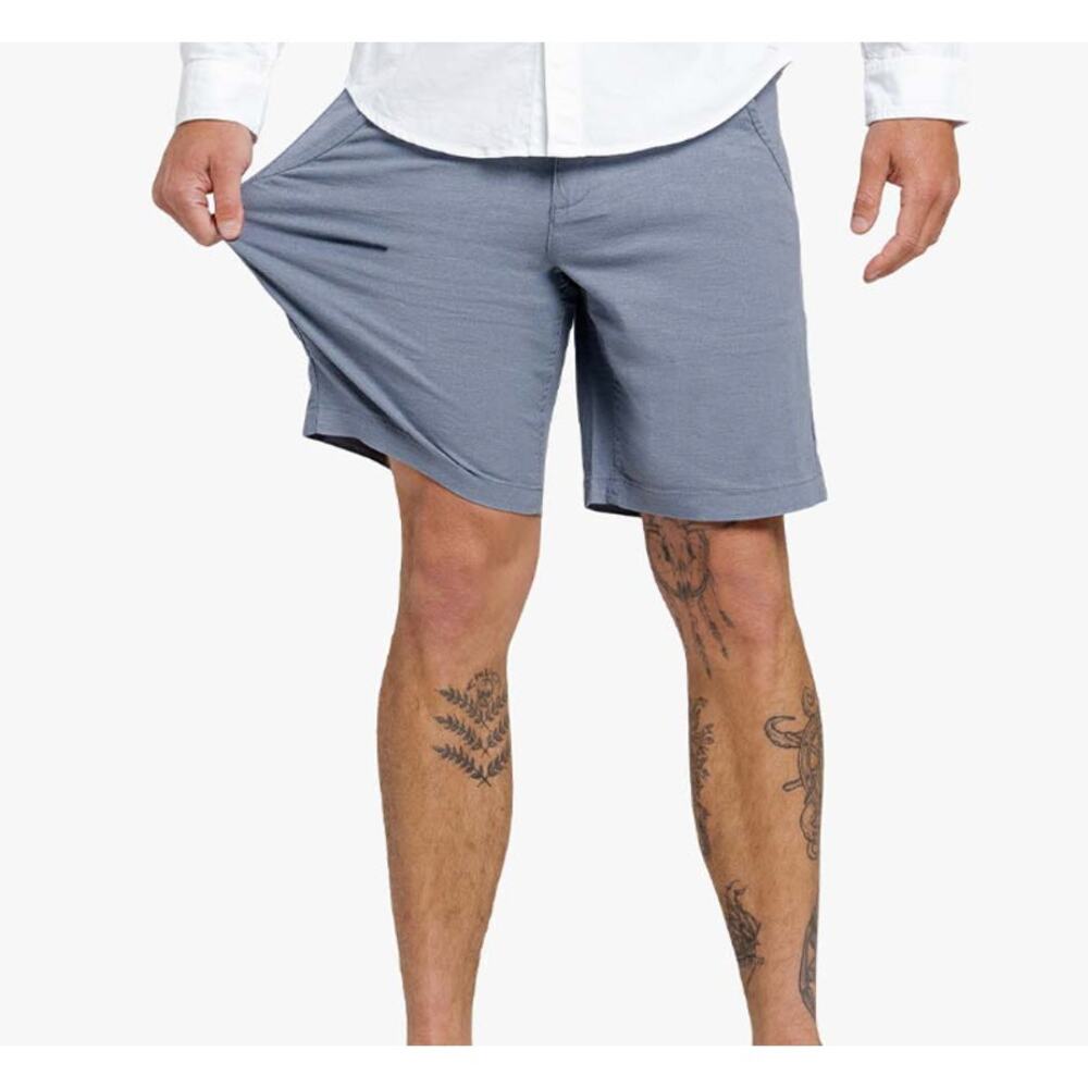 Men's Flat Front Stretch Shorts in Slate Blue